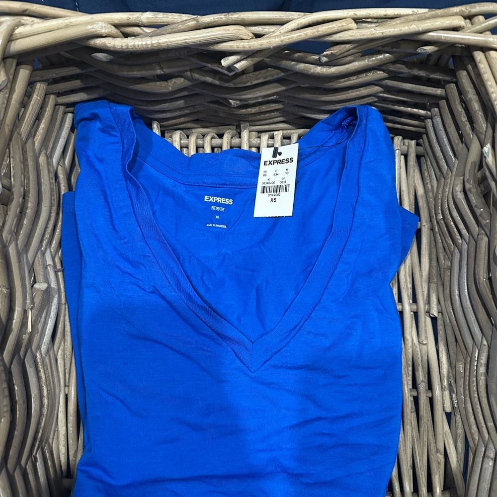 Express Blue Wrap Tank Top Blouse
